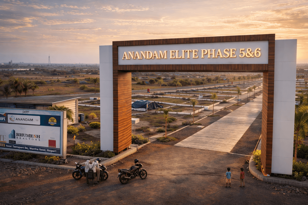 Anandam Elite Phase 5&6 entrance at sunset