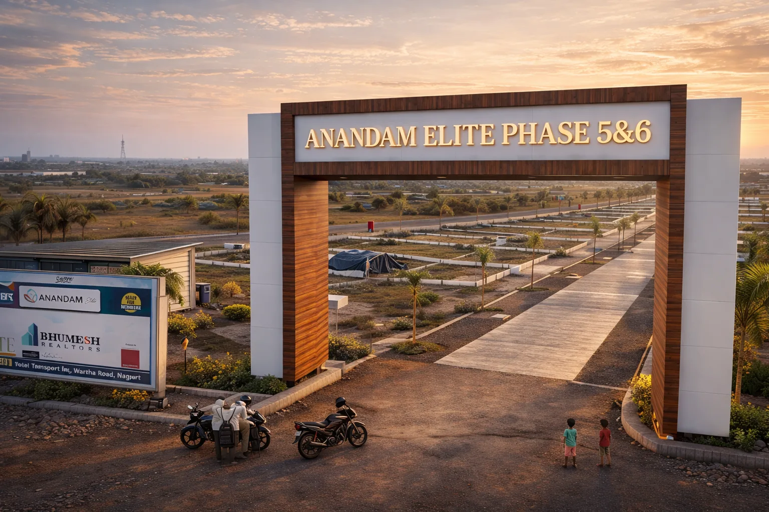 Anandam Elite Phase 56 entrance at sunset