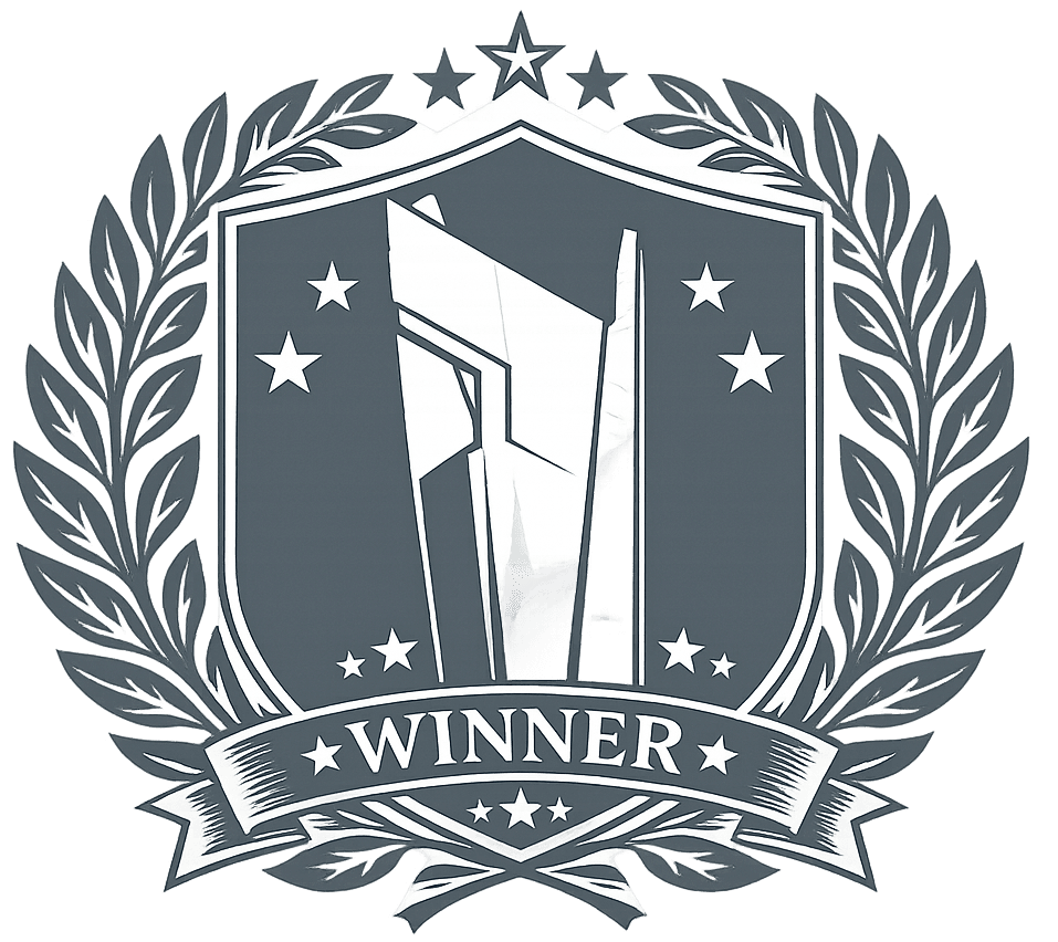 Award badge with trophy and wreath e1783675708723